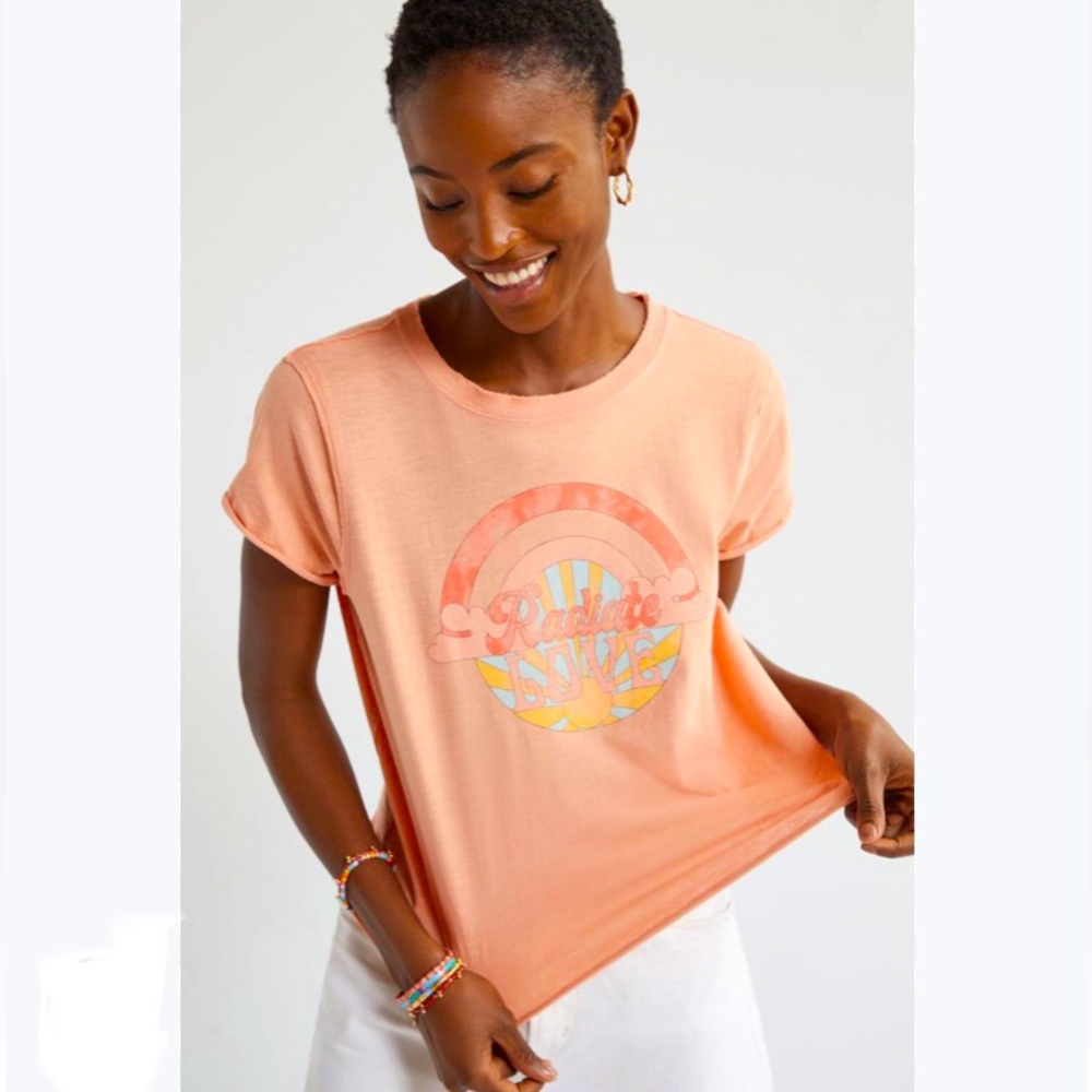 Anthropologie Exquisite paradox faux retro peace love happiness rainbow sunshine